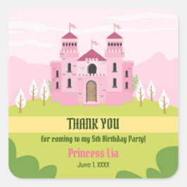 Royal Princess Girl Birthday Party Quadratischer Aufkleber