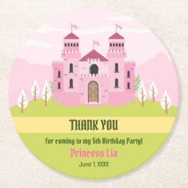 Royal Princess Girl Birthday Party Runder Pappuntersetzer