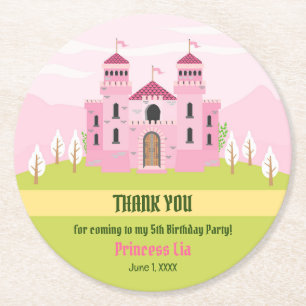 Royal Princess Girl Birthday Party Runder Pappuntersetzer