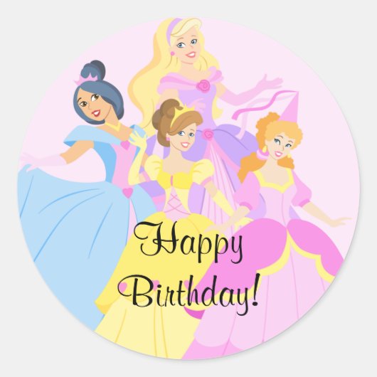 Royal Princess Girls Happy Birthday Sticker (Vorderseite)