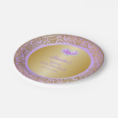 Royal Princess Lavender Gold Diamond Heart Gem Pappteller (Schrägansicht)