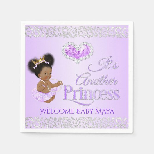 Royal Princess Lavender & Silver Diamond Herz Serviette (Vorderseite)