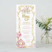Royal Princess Pink Carriage Baby Showmenü Menükarte (Stehend Vorderseite)