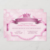 Royal Princess Pink Glitzer Babydusche Einladung (Vorne/Hinten)