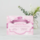 Royal Princess Pink Glitzer Babydusche Einladung (Stehend Vorderseite)