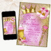 Royal Princess Pink Gold Baby Dusche Einladung