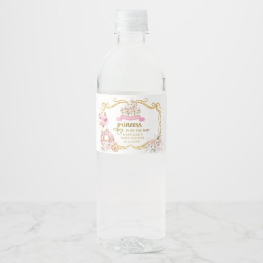 Royal Princess Pink Pumpkin Carriage Flasche Label Wasserflaschenetikett (Vorderseite)