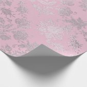 Royal Princess Pink Silver Rose Shiny Geschenkpapier (Ecke)
