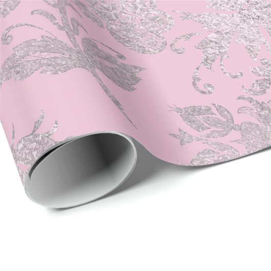 Royal Princess Pink Silver Rose Shiny Geschenkpapier (Rolleneckpunkt)