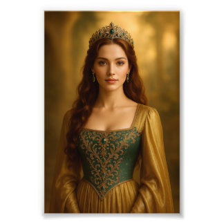 Royal Princess Portrait in Emerald und Gold Fotodruck