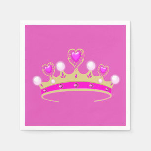 Royal Princess Queen Crown Coronet Party Pink Gold Serviette