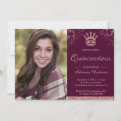 Royal Princess Rose Gold Glitzer Foto Quinceanera Einladung (Vorderseite)