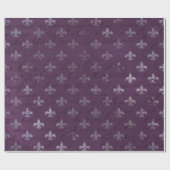 Royal Princess Violet Script Lila Fleur-de-lis Geschenkpapier (Flach)