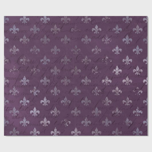 Royal Princess Violet Script Lila Fleur-de-lis Geschenkpapier (Flach)