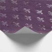 Royal Princess Violet Script Lila Fleur-de-lis Geschenkpapier (Ecke)