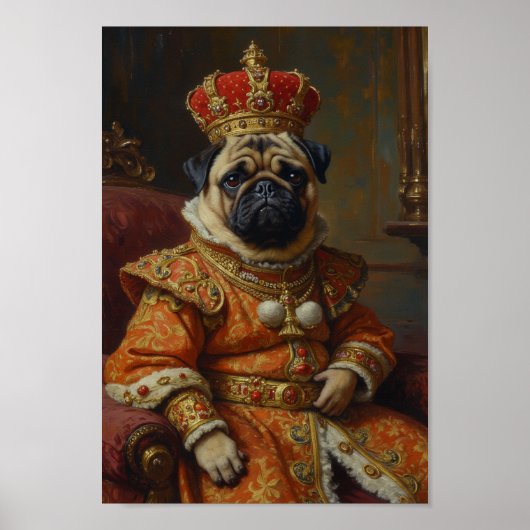 Royal Pug Portrait Poster (Vorne)