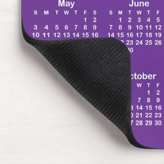 Royal Purple and White 2026 Calendar Mousepad (Ecke)