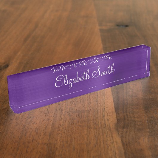 Royal Purple Faux Metallic Foil Namensplakette (Seite)