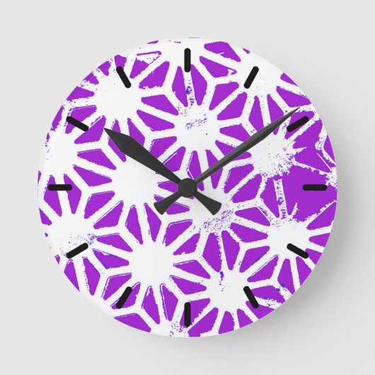 Royal purple geometric pattern runde wanduhr (Vorderseite)