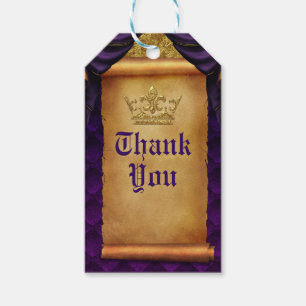 Royal Purple & Gold Drapes Schriftrolle Hochzeitsg Geschenkanhänger