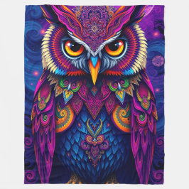 Royal Purple Owl: Majestic Mystical Art Fleecedecke