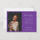 Royal Purple Romantic Customize Photo Funeral Dankeskarte (Vorderseite)