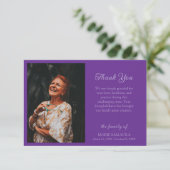 Royal Purple Romantic Customize Photo Funeral Dankeskarte (Stehend Vorderseite)