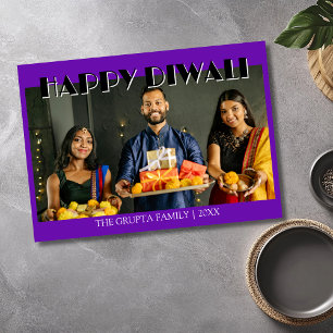 Royal Purple Traditionelles Foto Frohes Diwali Feiertagskarte