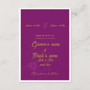 : Royal Purple und Goldene Hochzeits-Einladung Einladung