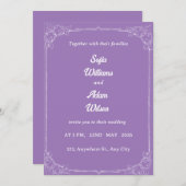 ​Royal Purple & White Filigree Wedding Invitation Einladung (Vorne/Hinten)