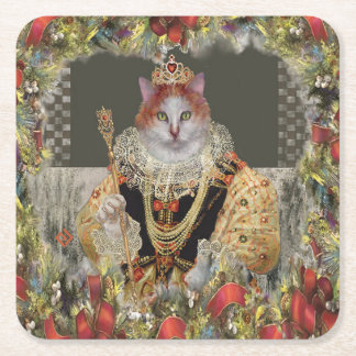 Royal Queen Cat Christmas Paper Untersetzer
