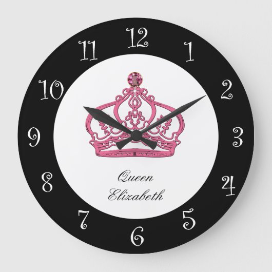 Royal Queen Monogram Wall Clock Große Wanduhr (Vorderseite)