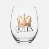 Royal Queen Pink and Gold Crown Weinglas Ohne Stiel (Vorderseite)