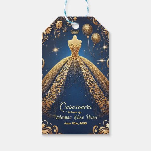 Royal Quinceañera Gold und das Theme der Marine Geschenkanhänger (Vorderseite)