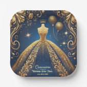 Royal Quinceañera Gold und das Theme der Marine Pappteller (Vorderseite)