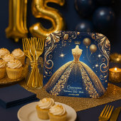 Royal Quinceañera Gold und das Theme der Marine Pappteller