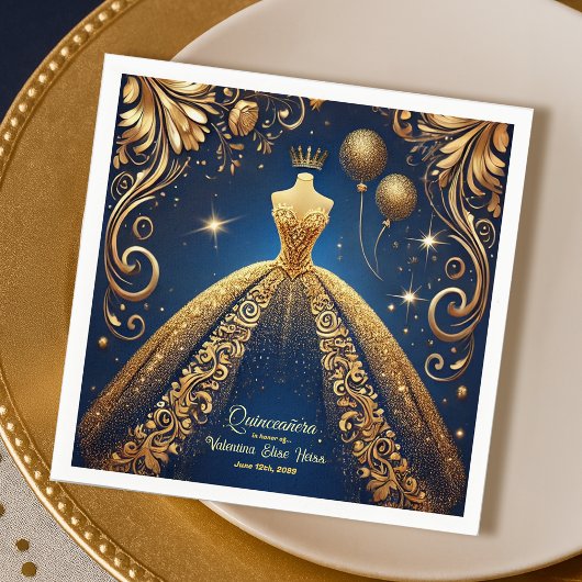 Royal Quinceañera Gold und das Theme der Marine Serviette