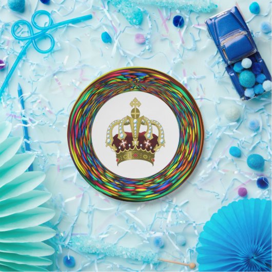Royal Rainbow Colored Plate Pappteller (Party)