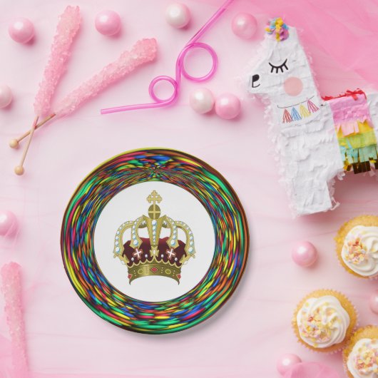 Royal Rainbow Colored Plate Pappteller (Party)
