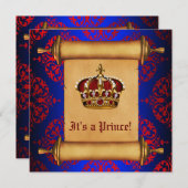 Royal Red and Blue Prince Baby Dusche Einladung (Vorne/Hinten)