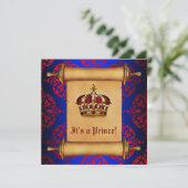 Royal Red and Blue Prince Baby Dusche Einladung (Stehend Vorderseite)