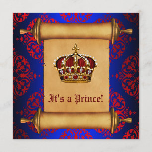 Royal Red and Blue Prince Baby Dusche Einladung