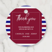 Royal Red and Blue Wedding Theme Geschenkanhänger (Rückseite)