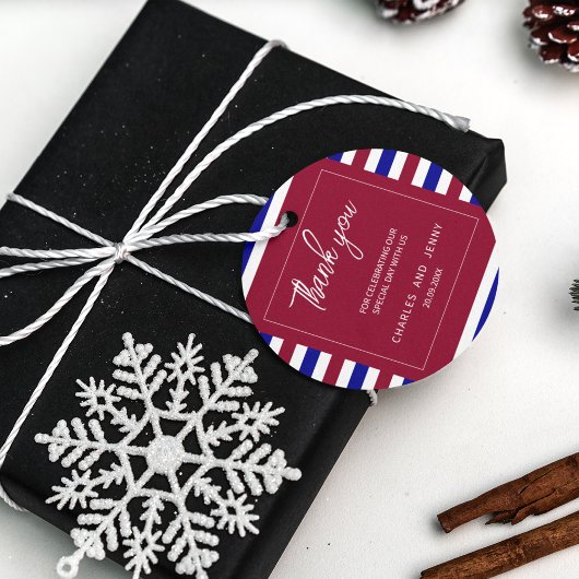 Royal Red and Blue Wedding Theme Geschenkanhänger