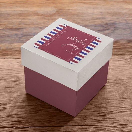 Royal Red and Blue Wedding Theme Quadratischer Aufkleber