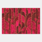Royal Red and Gold Art Deco Muster Geschenkpapier Set (Vorderseite)