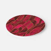 Royal Red and Gold Art Deco Muster Pappteller (Schrägansicht)