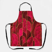 Royal Red and Gold Art Deco Muster Schürze (Vorderseite)