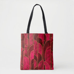 Royal Red and Gold Art Deco Muster Tasche