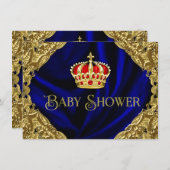 Royal Red Blue und Gold Crown Baby Dusche Einladung (Vorne/Hinten)